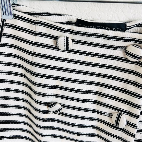 TOPSHOP Black & White Striped Button Suit Mini Skirt - Picture 7 of 12